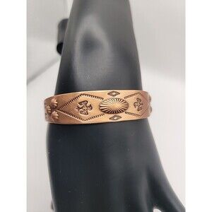 Vintage Copper Bell Cuff Bracelet Sunburst Bell Design Southwestern Style